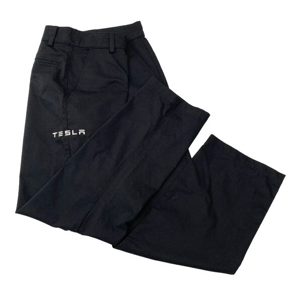 Tesla Pants Mens 32x30 Black Straight Leg Embroidered Spellout Authentic - Picture 1 of 11